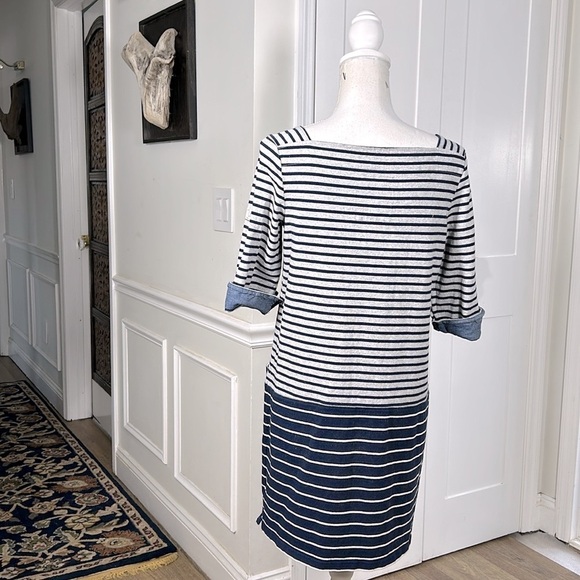 Joules Womens Nautical Stripe Cotton Shift Dress Pockets Blue White Size 8 - Picture 3 of 11